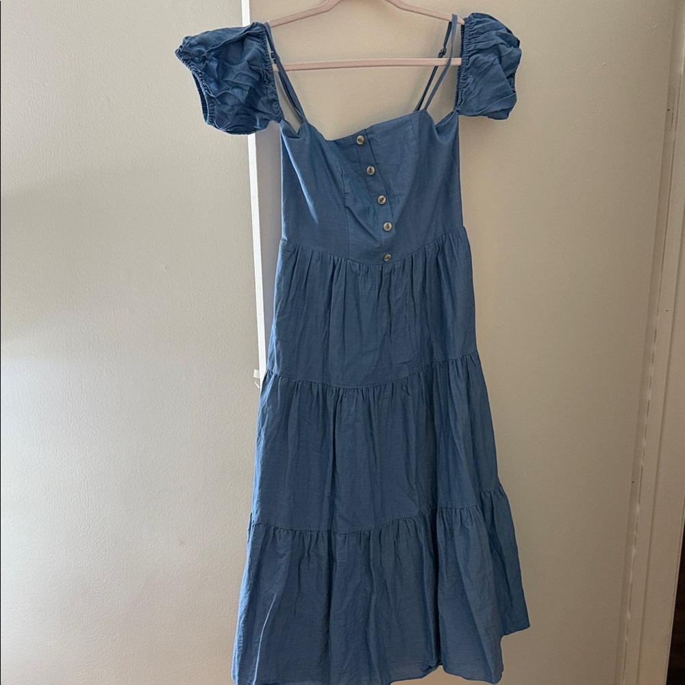 BCBGMaxAzria Blue Tiered Midi Dress